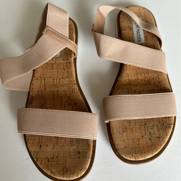 Steve Madden Beige Elastic Strap Sandals, Size 7 - Picture 2 of 5